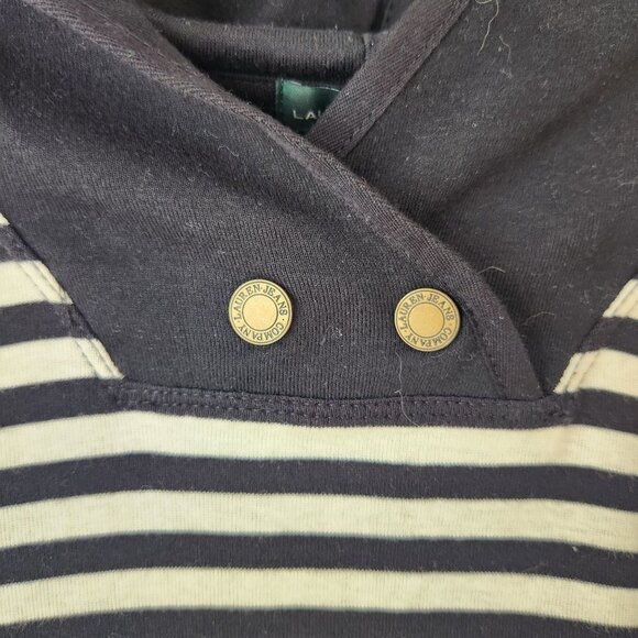 Lauren Ralph Lauren LRL Nautical Striped Hooded Long Sleeve Pullover Sweatshirt - Picture 4 of 6